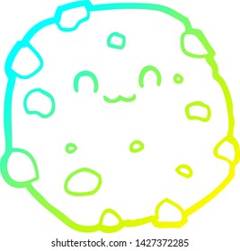 dibujo de línea de degradado frío de una galleta de dibujos animados