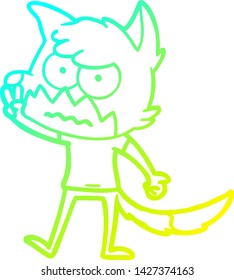 cold gradient line drawing of a cartoon annoyed fox