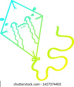 cold gradient line drawing of a cartoon kite crying