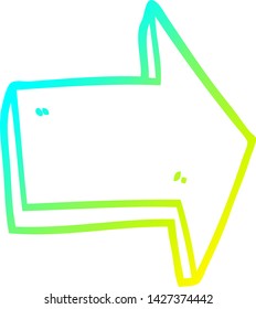 cold gradient line drawing of a cartoon pointing arrow