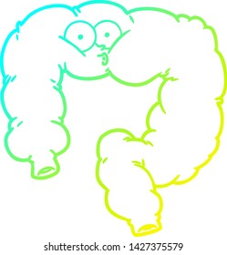 cold gradient line drawing of a cartoon surprised colon