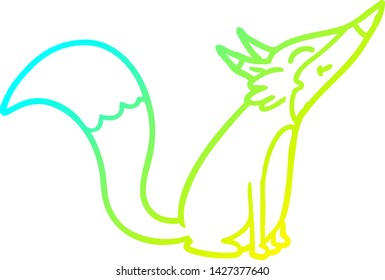 cold gradient line drawing of a cartoon arctic fox