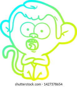 dibujo en línea de gradiente frío de una caricatura de un mono impactado