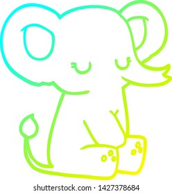 cold gradient line drawing of a cartoon elephant