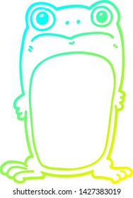 cold gradient line drawing of a cartoon staring frog