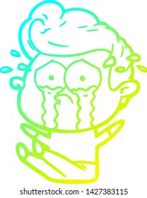 cold gradient line drawing of a cartoon crying man sat on floor