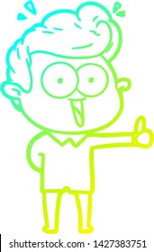 cold gradient line drawing of a cartoon staring man