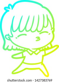 dibujo de línea de gradiente frío de una mujer caricaturista