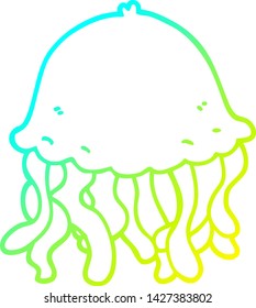 dibujo de línea de degradado frío de una medusa de dibujos animados