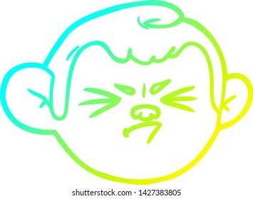 dibujo de línea de gradiente frío de una cara de mono de dibujos animados