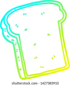 cold gradient line drawing of a cartoon slice of bread