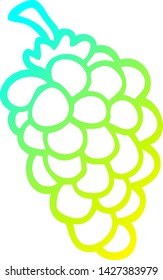dibujo en línea de gradiente frío de un grupo de uvas de dibujos animados