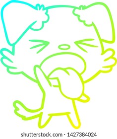 cold gradient line drawing of a cartoon disgusted dog