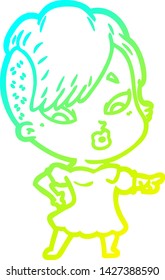 dibujo de una chica sorprendida con gradiente frío