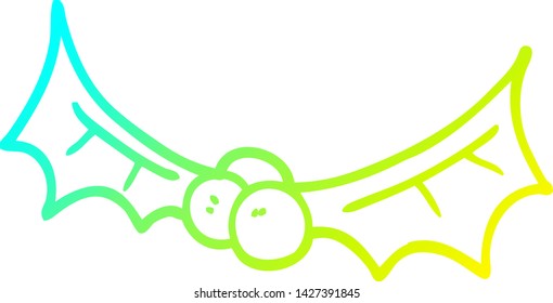 cold gradient line drawing of a cartoon holly
