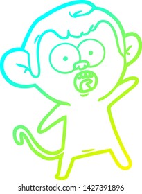 dibujo en línea de gradiente frío de una caricatura de un mono impactado