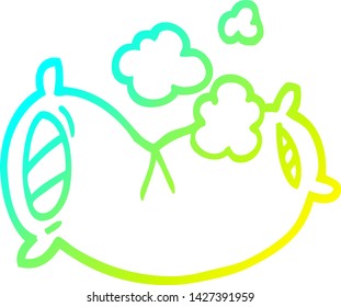 dibujo de línea de degradado frío de una almohada esponjosa de dibujos animados