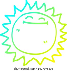 dibujo de línea de gradiente frío de un sol brillante de dibujos animados