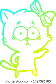 kalte Farbverlauf-Linienzeichnung einer Cartoon Katze