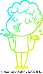 cold gradient line drawing of a cartoon man singing