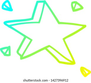 cold gradient line drawing of a cartoon star