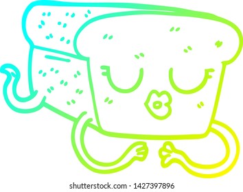 cold gradient line drawing of a cartoon loaf of bread