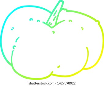 cold gradient line drawing of a cartoon pumpkin squash