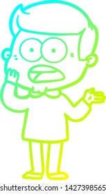 cold gradient line drawing of a cartoon shocked man