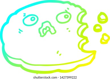 cold gradient line drawing of a cartoon cookie