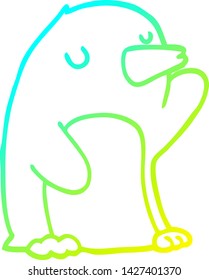 dibujo de línea de degradado frío de un pingüino de dibujos animados