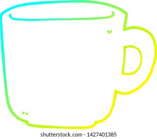 cold gradient line drawing of a cartoon coffee cup