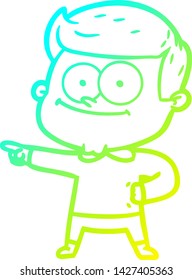dibujo de una línea de degradado frío de un hombre feliz de caricatura