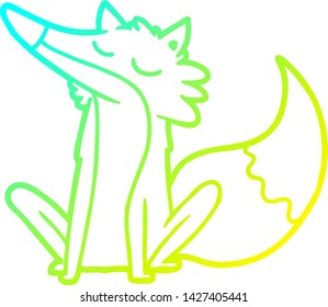 dibujo de línea de degradado frío de un lobo de dibujos animados
