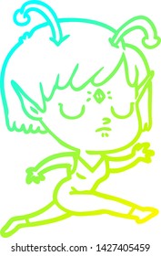 dibujo de línea de gradiente frío de una chica alienígena