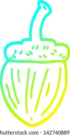 cold gradient line drawing of a cartoon acorn