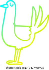 cold gradient line drawing of a cartoon tall bird