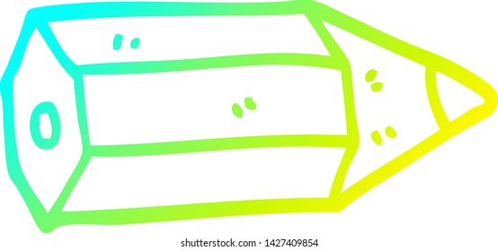cold gradient line drawing of a cartoon pencil