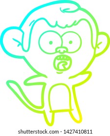 cold gradient line drawing of a cartoon shocked monkey