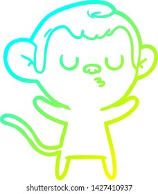 dibujo de línea de gradiente frío de un mono de dibujos animados