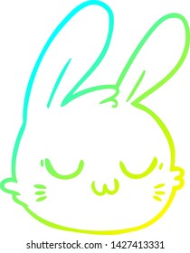 dibujo de línea de degradado frío de una cara de conejo de dibujos animados