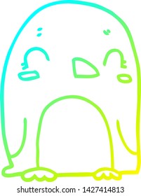 dibujo de línea de degradado frío de un pingüino de dibujos animados
