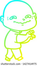 cold gradient line drawing of a cartoon creepy guy