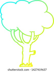 desenho de linha de gradiente frio de uma árvore de desenho animado