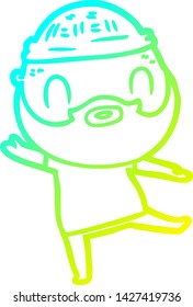 cold gradient line drawing of a cartoon bearded man