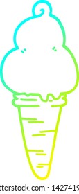 cold gradient line drawing of a cartoon ice cream