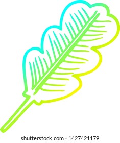 cold gradient line drawing of a cartoon fallen leaf