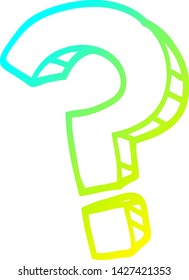 cold gradient line drawing of a cartoon question mark