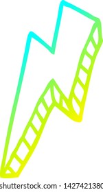 cold gradient line drawing of a cartoon thunder bolt