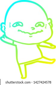 cold gradient line drawing of a cartoon creepy guy