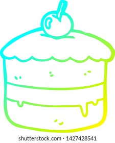 dibujo de línea de degradado frío de una tarta de dibujos animados